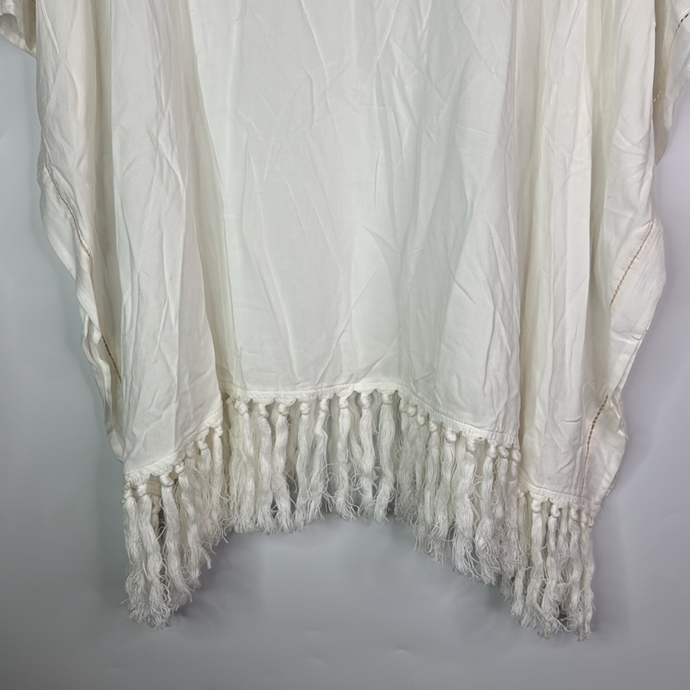 Lovestitch Off White Boho Oversized Fringe Blouse Size S/M NWT - Picture 6 of 13